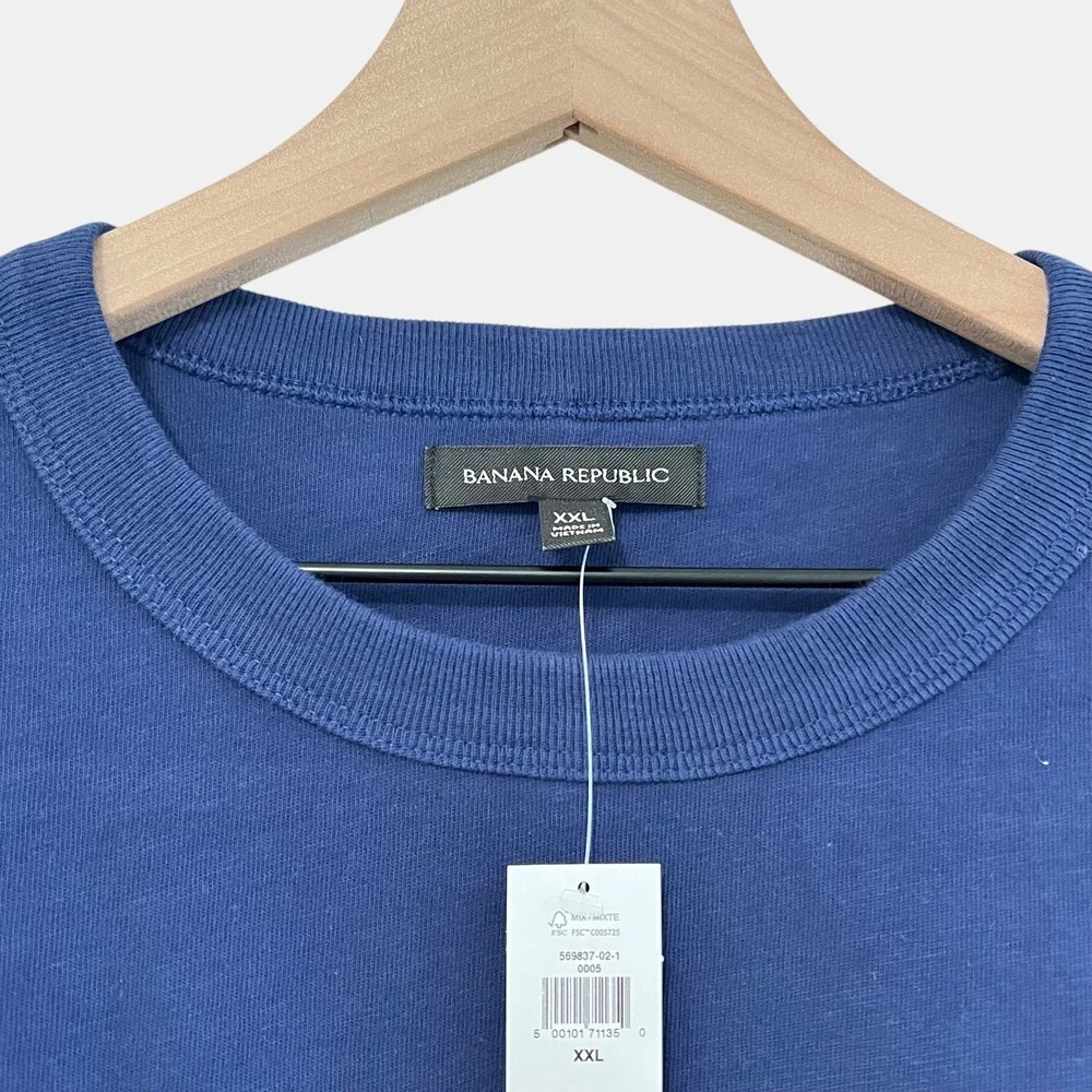 Banana Republic Men Heavyweight Cotton XXL Crewneck Shirt Blue Relaxed Fit NWT